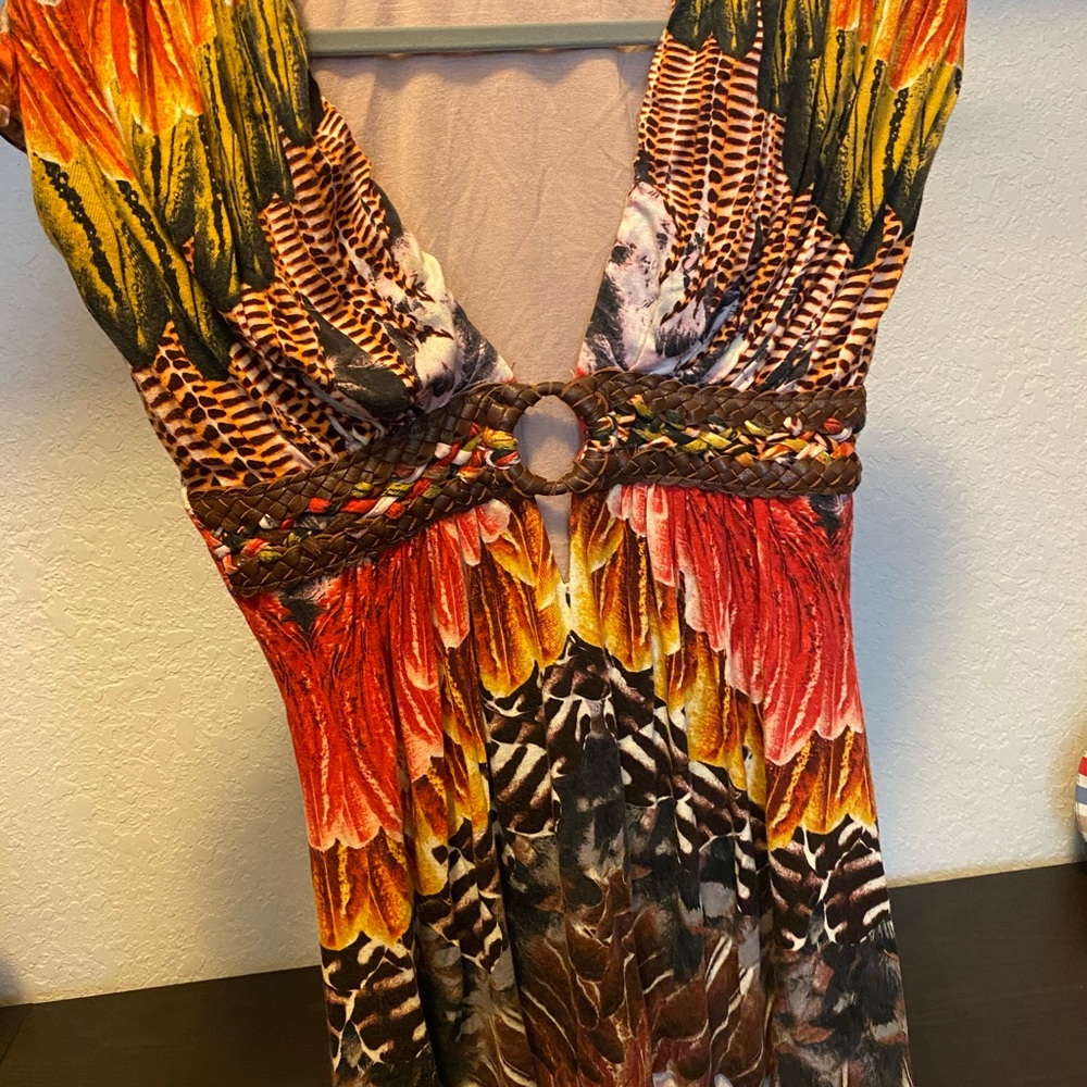 Sky feather print top